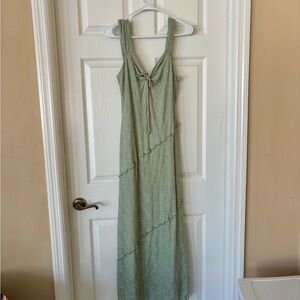 See You Monday Sage Maxi Slip Dress Patchwork Fabric Olive Green XL